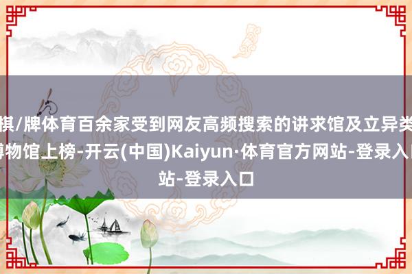 棋/牌体育百余家受到网友高频搜索的讲求馆及立异类博物馆上榜-开云(中国)Kaiyun·体育官方网站-登录入口