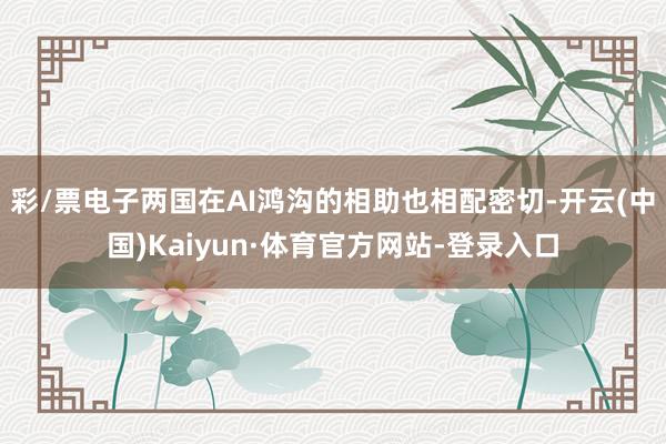 彩/票电子两国在AI鸿沟的相助也相配密切-开云(中国)Kaiyun·体育官方网站-登录入口