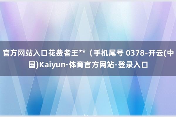 官方网站入口花费者王**（手机尾号 0378-开云(中国)Kaiyun·体育官方网站-登录入口